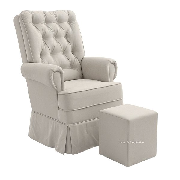 Poltrona De Amamentação Sonhos - Com Balanço - Com Puff - TB620 - Boucle Natural - prontaentrega