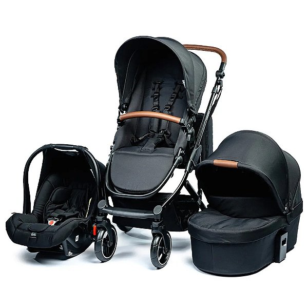 Carrinho de Bebê Como 4  (com Moisés + Bebê Conforto + Adaptador + Bolsa) - Ink - prontaentrega