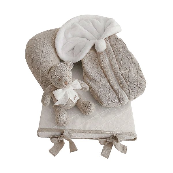 Kit Primeiros Momentos - 4 Peças Em Tricot - Bege Nuvem