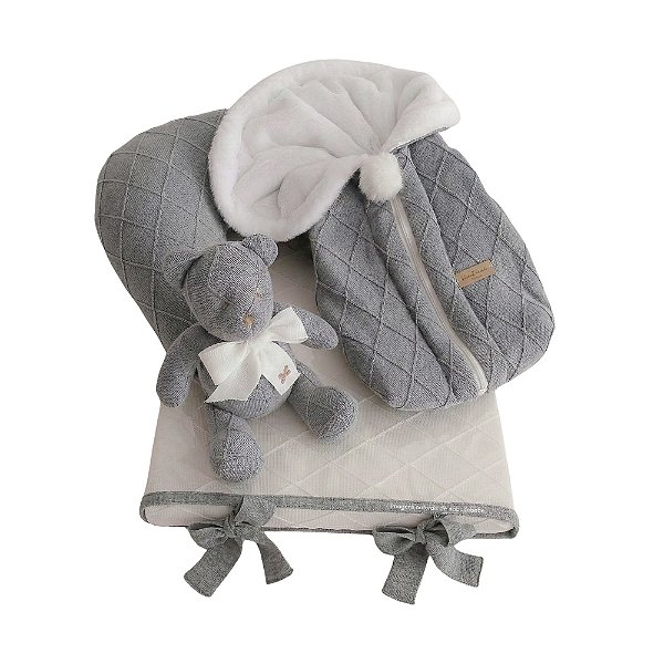 Kit Primeiros Momentos - 4 Peças Em Tricot - Cinza Steal