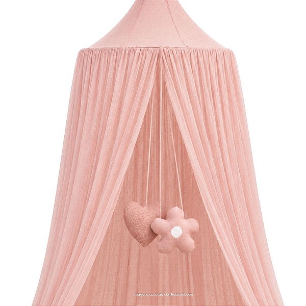 Dossel Tenda Mosquiteiro - Rosa - Flor e Coração