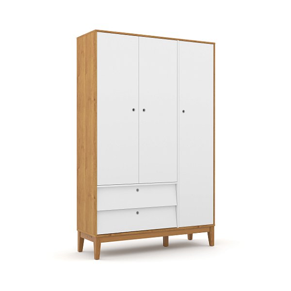 Armário Roupeiro Unique - 3 Portas - Freijó / Branco / Ecco Wood - 71041