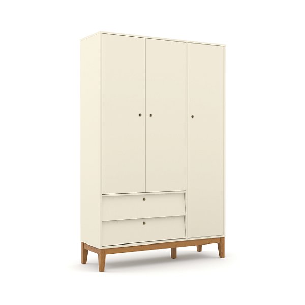 Armário Roupeiro Unique - 3 Portas - Off White / Ecco Wood - 71040