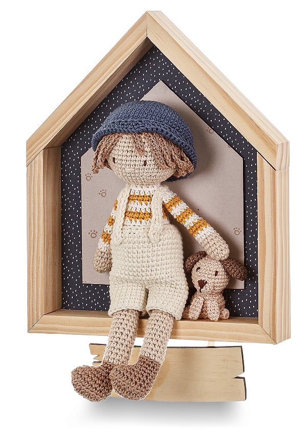 Quadro Porta Maternidade Amigurumi Casa - Au Au - 109028 - Personalizado
