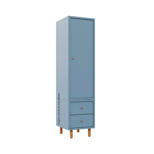 Armário Modular 1 Porta -  Pés Joy - Azul Sereno