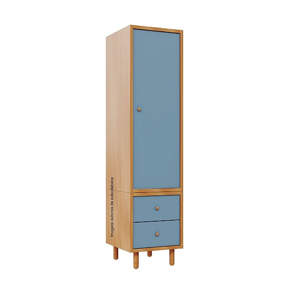 Armário Modular 1 Porta -  Pés Joy - Madeira Azul Sereno