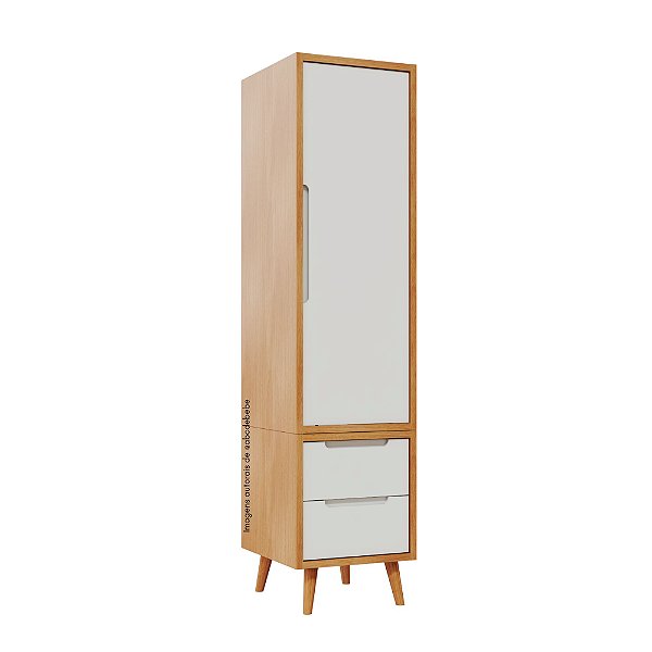 Armário Modular 1 Porta -  Pés Sonhos - Madeira Branco