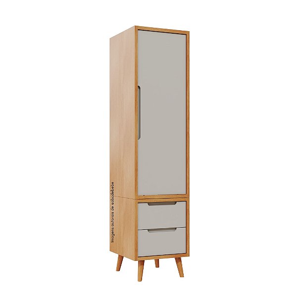 Armário Modular 1 Porta -  Pés Sonhos - Madeira Cinza