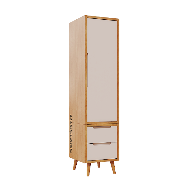 Armário Modular 1 Porta -  Pés Sonhos - Madeira Rosa Old