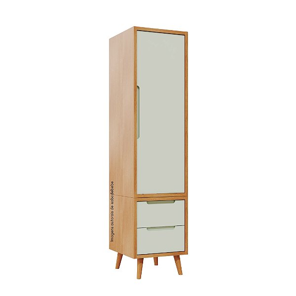 Armário Modular 1 Porta -  Pés Sonhos - Madeira Verde Old
