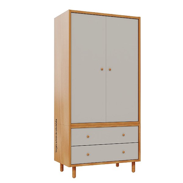 Armário Modular 2 Portas -  Pés Joy - Madeira Cinza