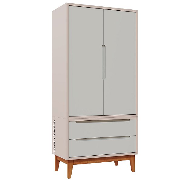Armário Modular 2 Portas -  Pés Bo - Rosa Old Branco