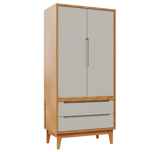 Armário Modular 2 Portas -  Pés Bo - Madeira Cinza