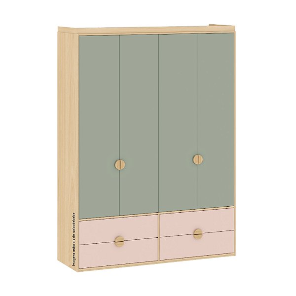 Armário Linha Arcos Sob Medida - Rosa - Verde - Carvalho Malva