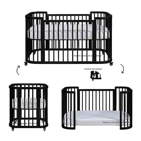 Berço Evolutivo Sleep - 3 em  1 - Preto