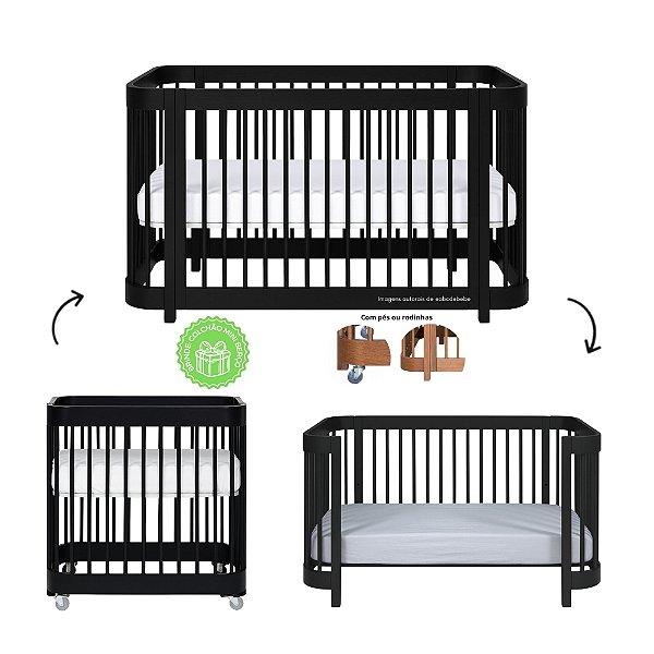 Berço Multifuncional Lola - 3 em 1 - Black