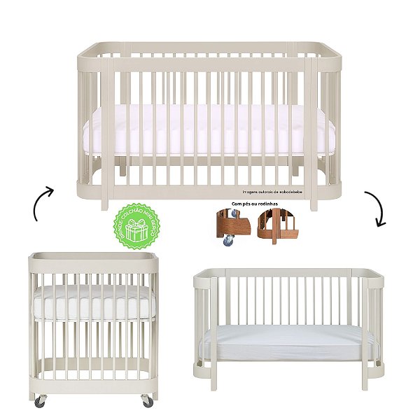 Berço Multifuncional Lola - 3 em 1 - Grey