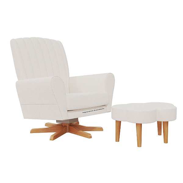Poltrona De Amamentação Cacau Wave - Com Balanço E Giro - Boucle Creme