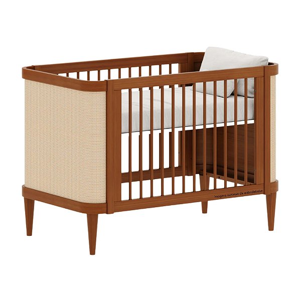 Berço Paglia - 2 em 1 - Nogueira com Palhinha Natural