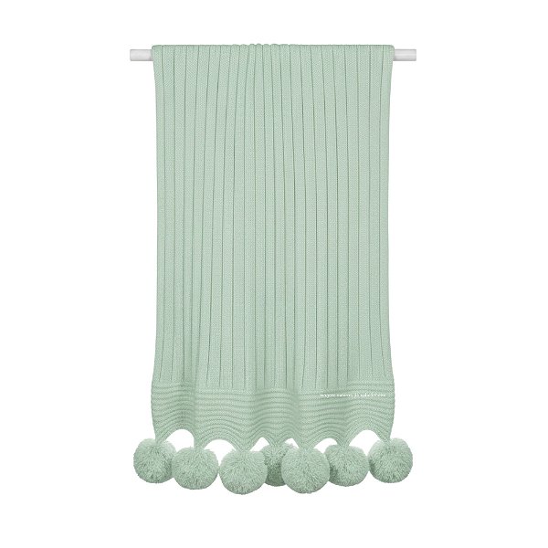 Manta De Pompom - Tricot - Trama Canelado 5x5 - Verde Limonada