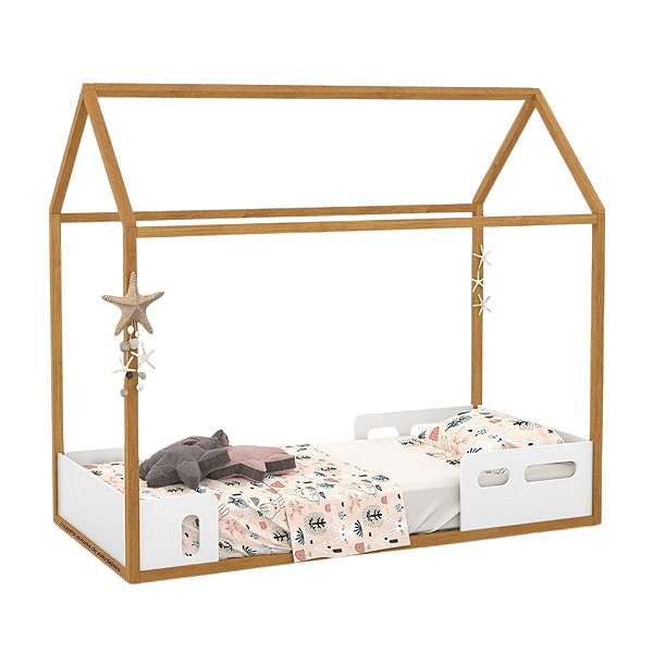 Cama Casinha - Liv 1900 - Branco Soft / Freijó 51449