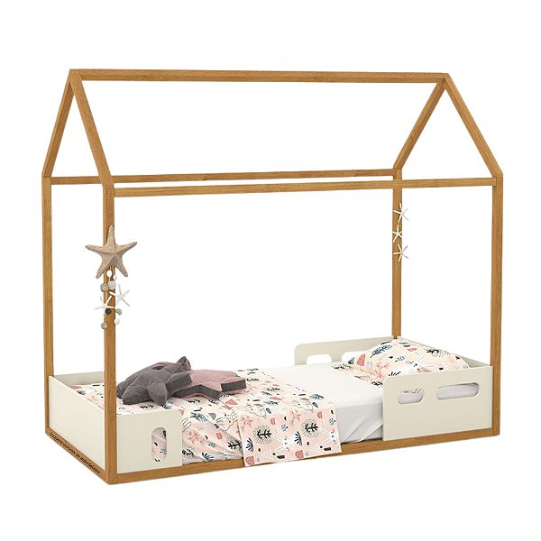 Cama Casinha - Liv 1900 - Off White / Freijó 51479