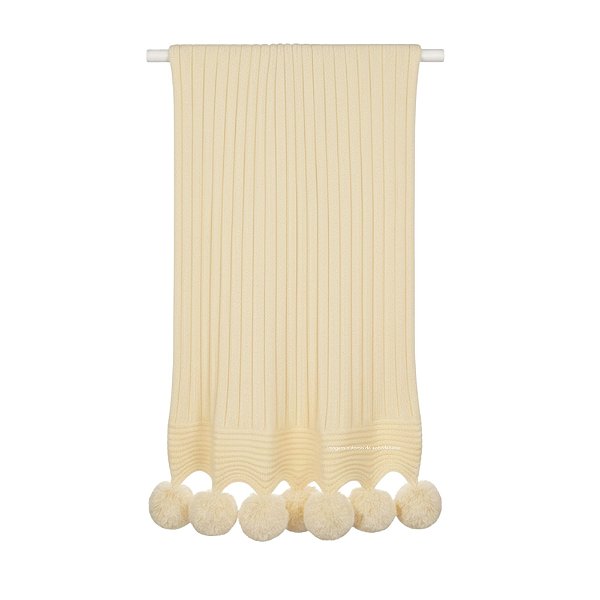 Manta De Pompom - Tricot - Trama Canelado 5x5 - Amarelo Charm