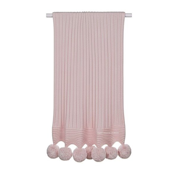 Manta De Pompom - Tricot - Trama Canelado 5x5 - Rosa Una