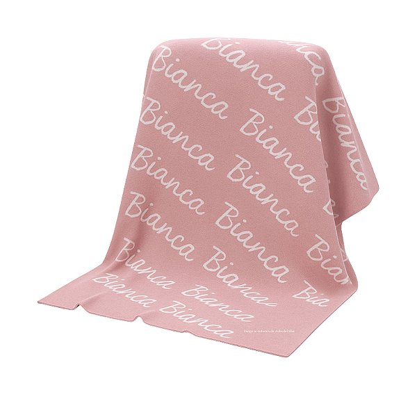 Manta Personalizada Com Nome - Tricot - Rosa Amarilina