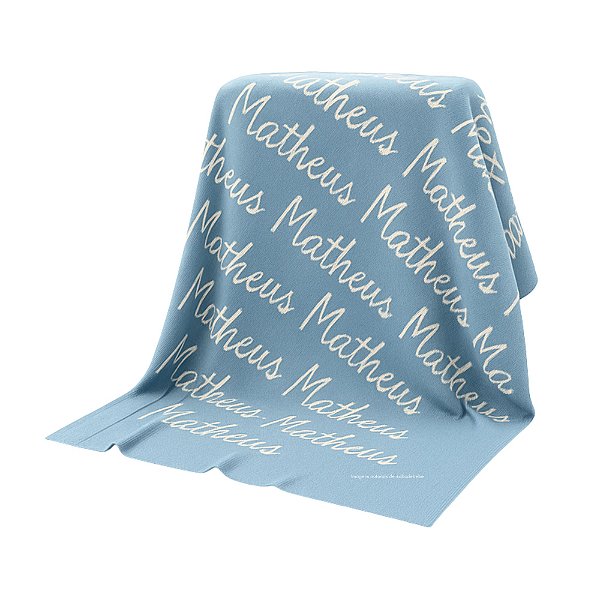Manta Personalizada Com Nome - Tricot - Azul Canto