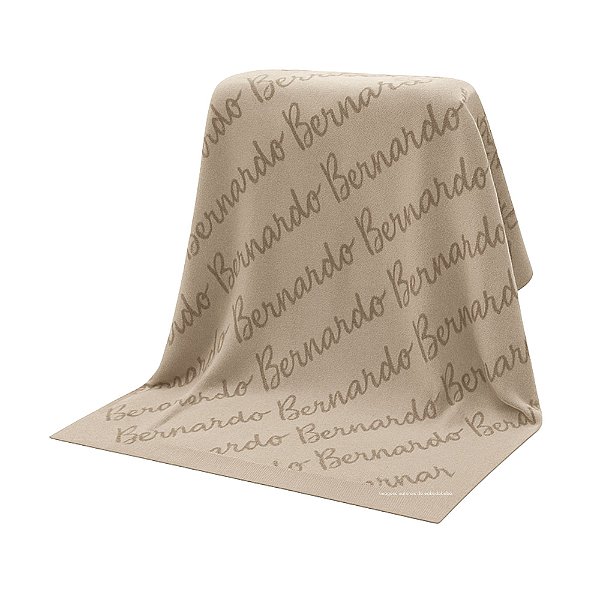 Manta Personalizada Com Nome - Tricot - Bege Sisal