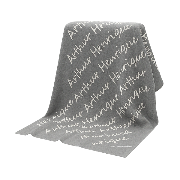 Manta Personalizada Com Nome - Tricot - Cinza New Grey