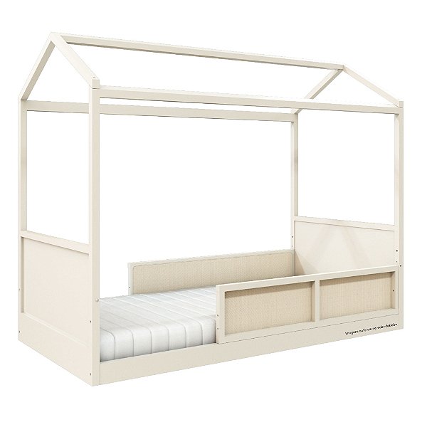 Cama Casinha Link - Com 2 Meias Grades Em Palha Natural - Areia