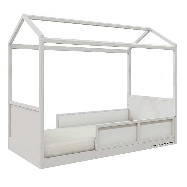 Cama Casinha Link - Com 2 Meias Grades Em Palha Natural - Branco