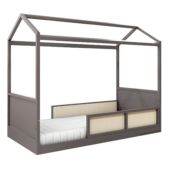 Cama Casinha Link - Com 2 Meias Grades Em Palha Natural - Fendi