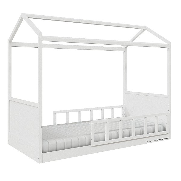 Cama Casinha Link - Com 2 Meias Grades Palitadas - Branco