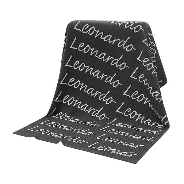 Manta Personalizada Com Nome - Tricot - Cinza Millenium