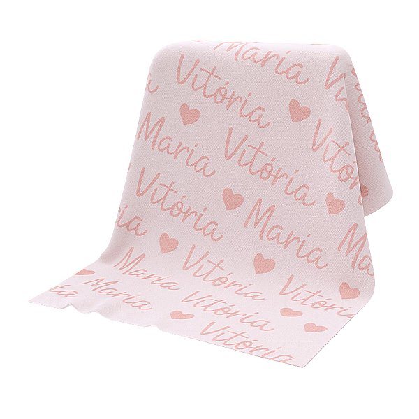 Manta Personalizada Com Nome - Tricot - Rosa Pastel