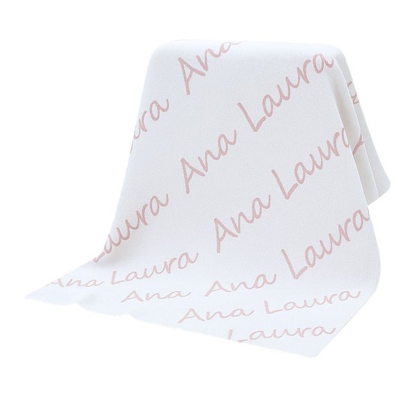 Manta Personalizada Com Nome - Tricot - Branco
