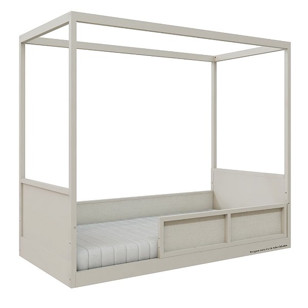 Cama Link Com Dossel - Com 1 Grade E Meia Em Palha Natural - Areia