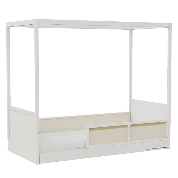 Cama Link Com Dossel - Com 1 Grade E Meia Em Palha Natural - Branco