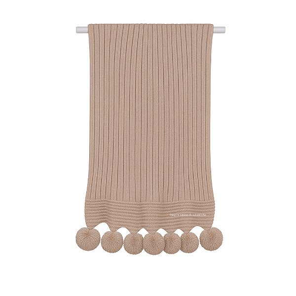 Manta De Pompom - Tricot - Trama Canelado 5x5 - Marrom Rolex