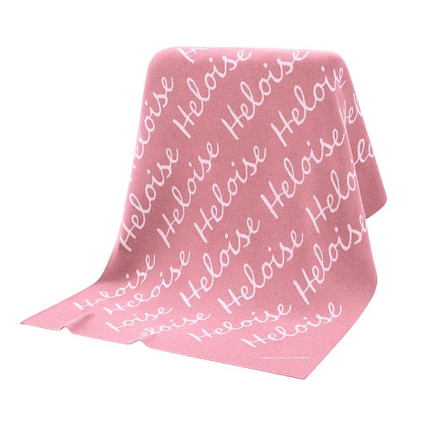 Manta Personalizada Com Nome - Tricot - Rosa Cosmos