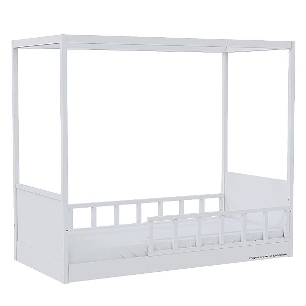 Cama Link Com Dossel - Com 1 Grade E Meia Palitada - Branco