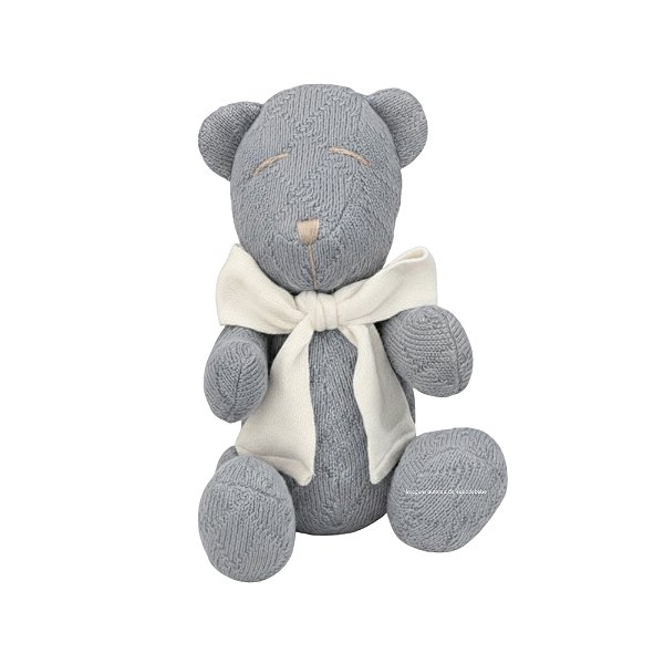 Urso Tricot - Tamanho M - Cinza Steal / Off White Natural - Personalizado