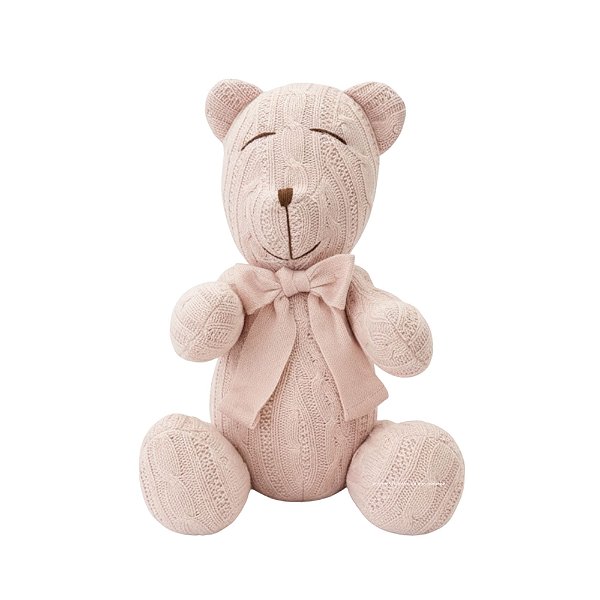 Urso Tricot - Tamanho M - Rosa Pastel - Personalizado