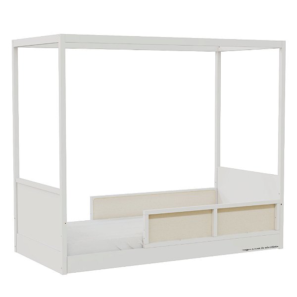 Cama Link Com Dossel - Com 2 Meias Grades Em Palha Natural - Branco