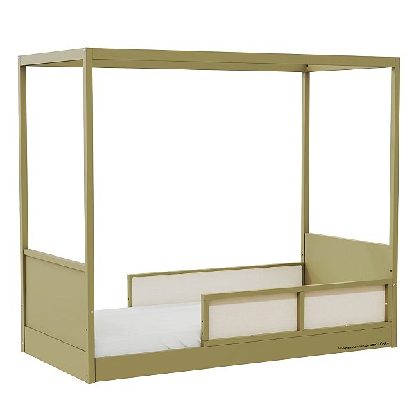 Cama Link Com Dossel - Com 2 Meias Grades Em Palha Natural - Cacto