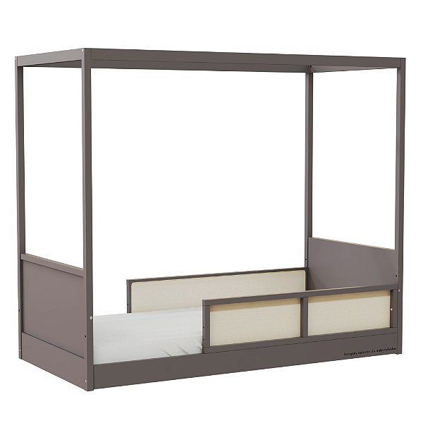 Cama Link Com Dossel - Com 2 Meias Grades Em Palha Natural - Fendi