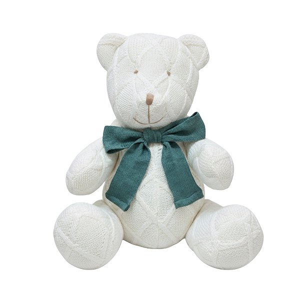 Urso Tricot - Tamanho M - Off White Natural / Verde Senécio - Personalizado